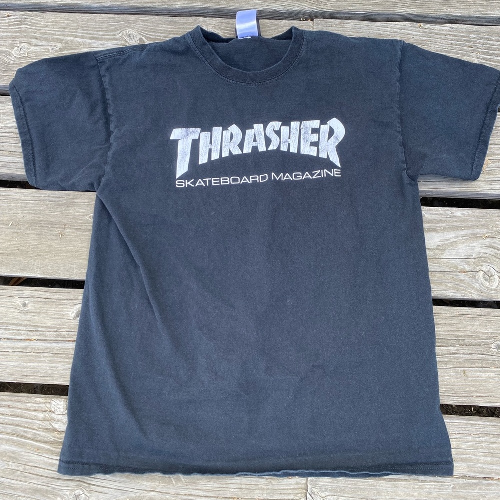 Black thrasher shirt. No holes or rips